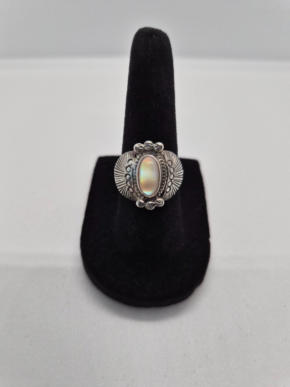 Sterling Silver 925 Moonstone Ring Size 6.5 Boho